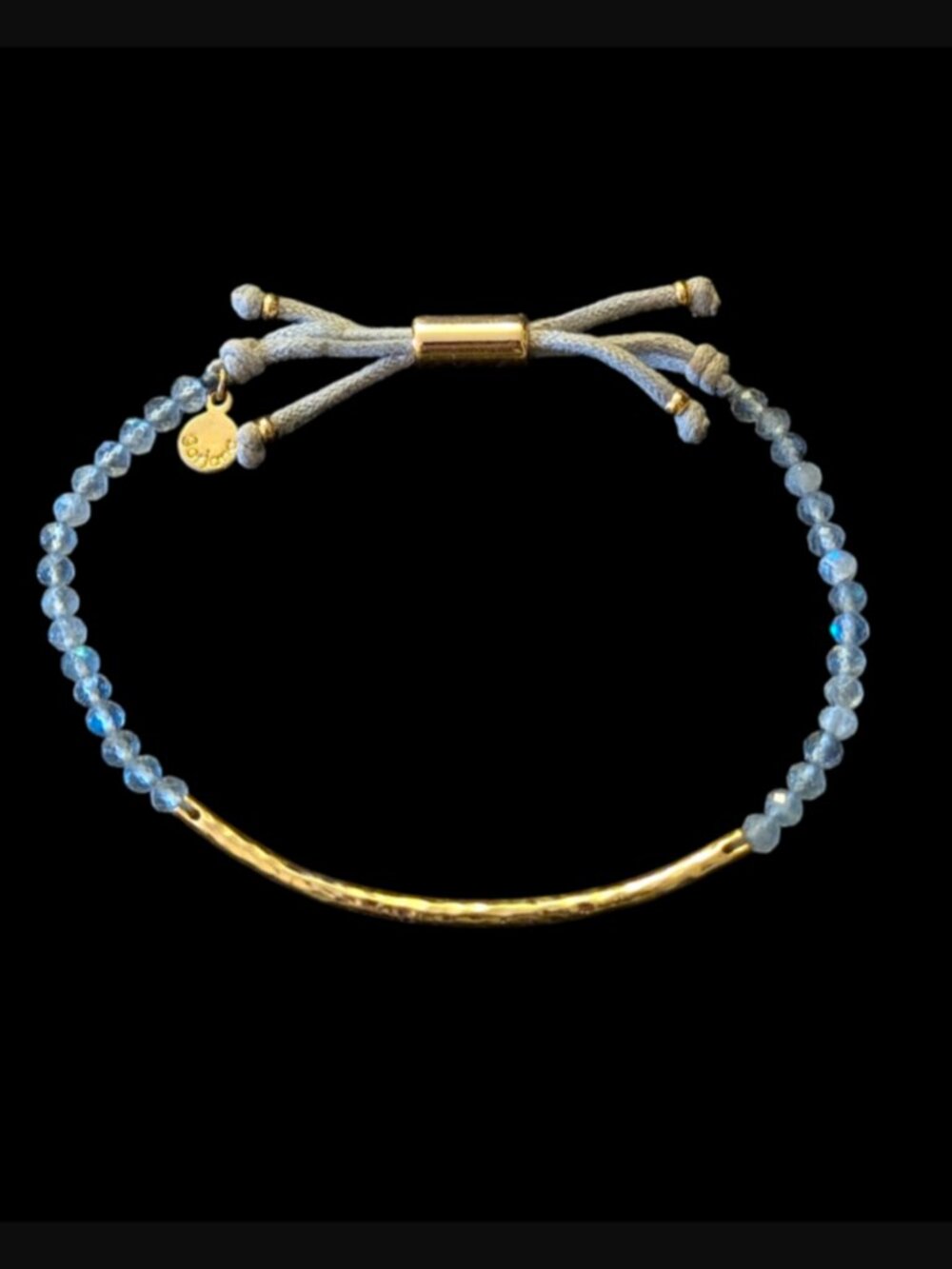 Gorjana Power Gemstone 18k Gold Plated Adjustable Cord 50.8mm Bar Bracelet